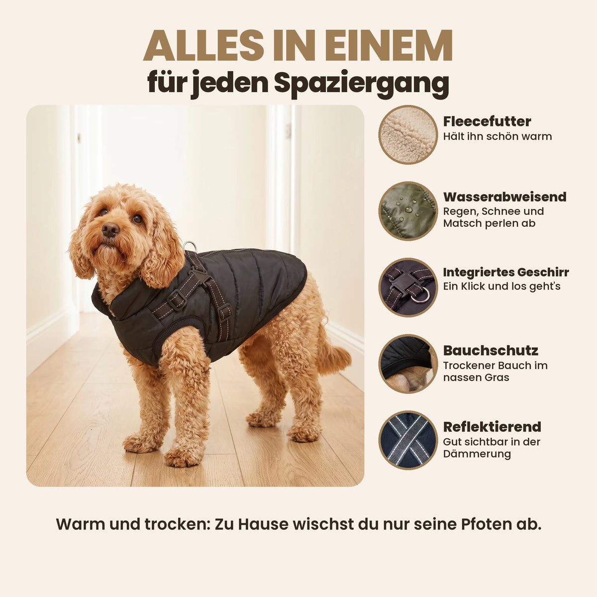 Manteau-harnais toutes saisons pour chien (DE)