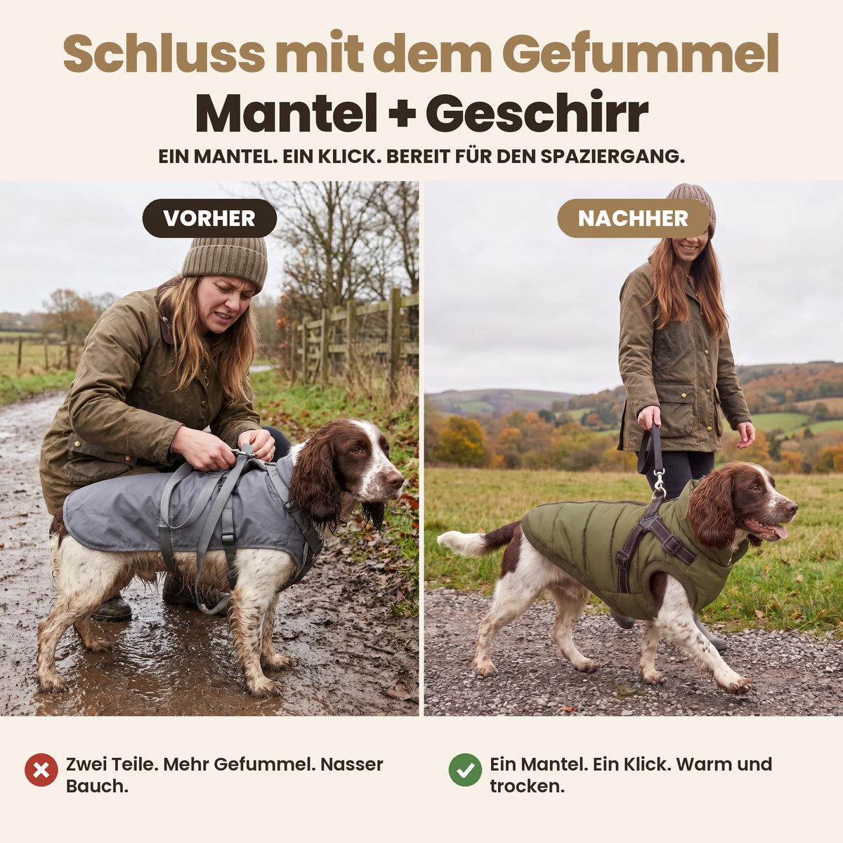 Manteau-harnais toutes saisons pour chien (DE)