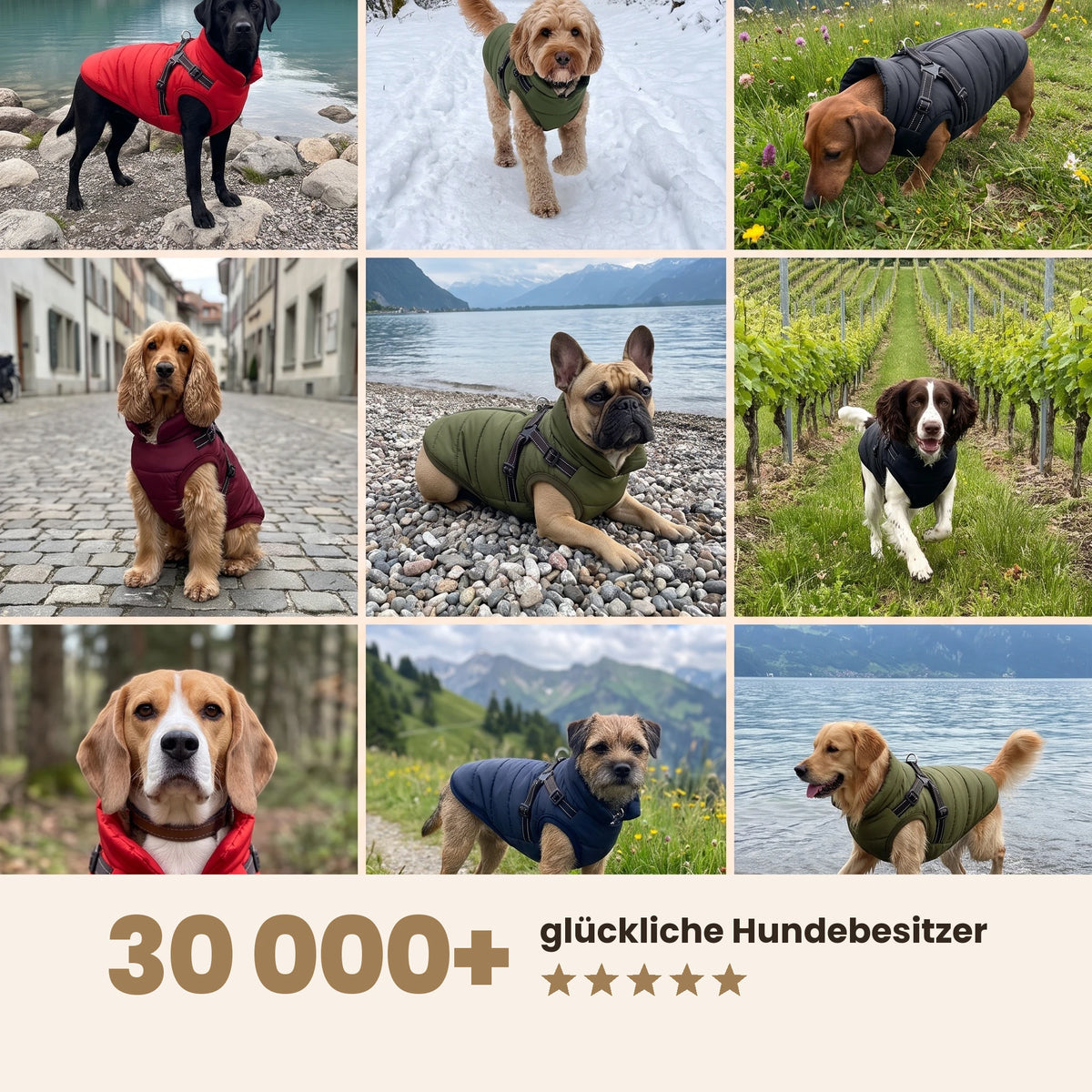 Manteau-harnais toutes saisons pour chien (DE)