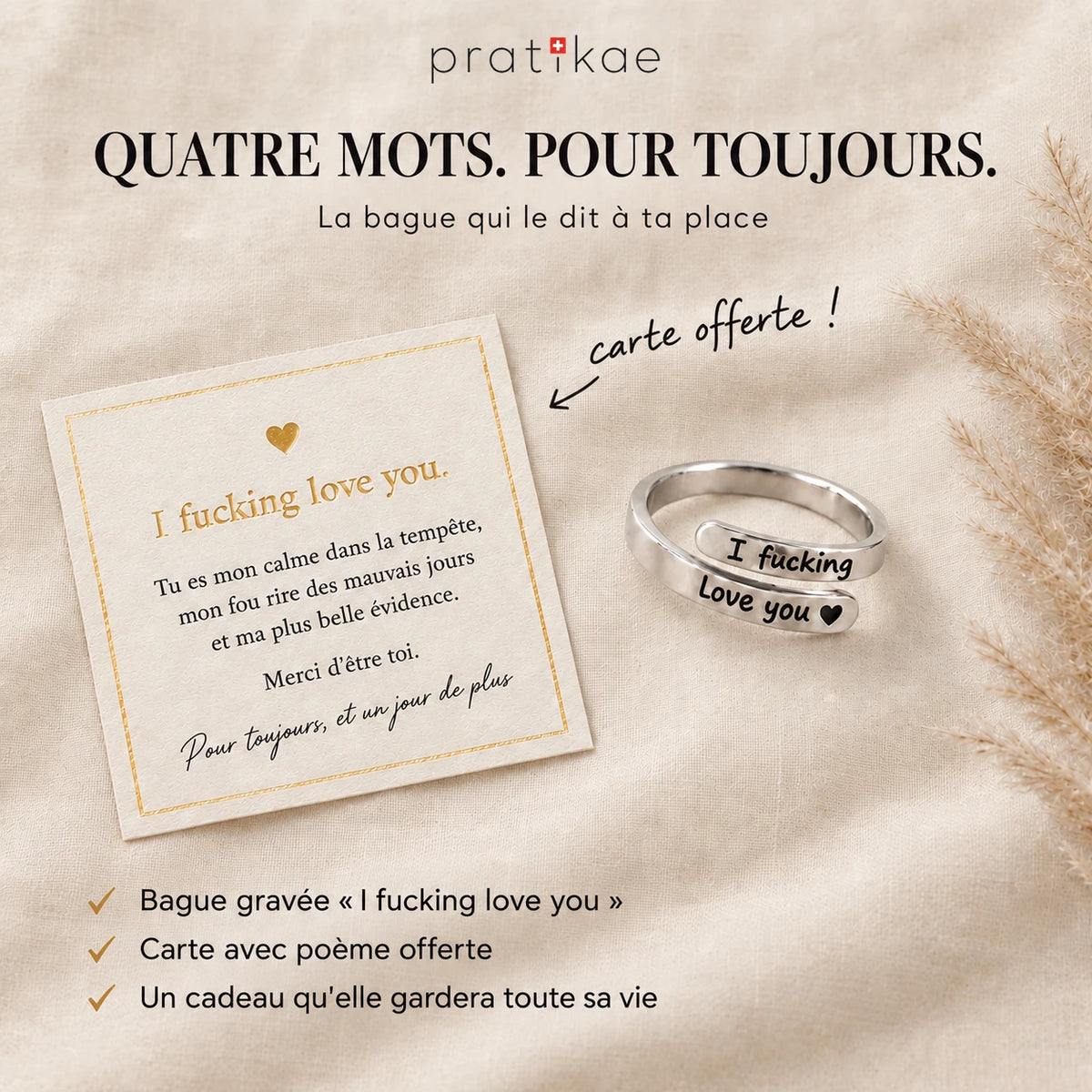 FR - Bague gravée et carte offerte