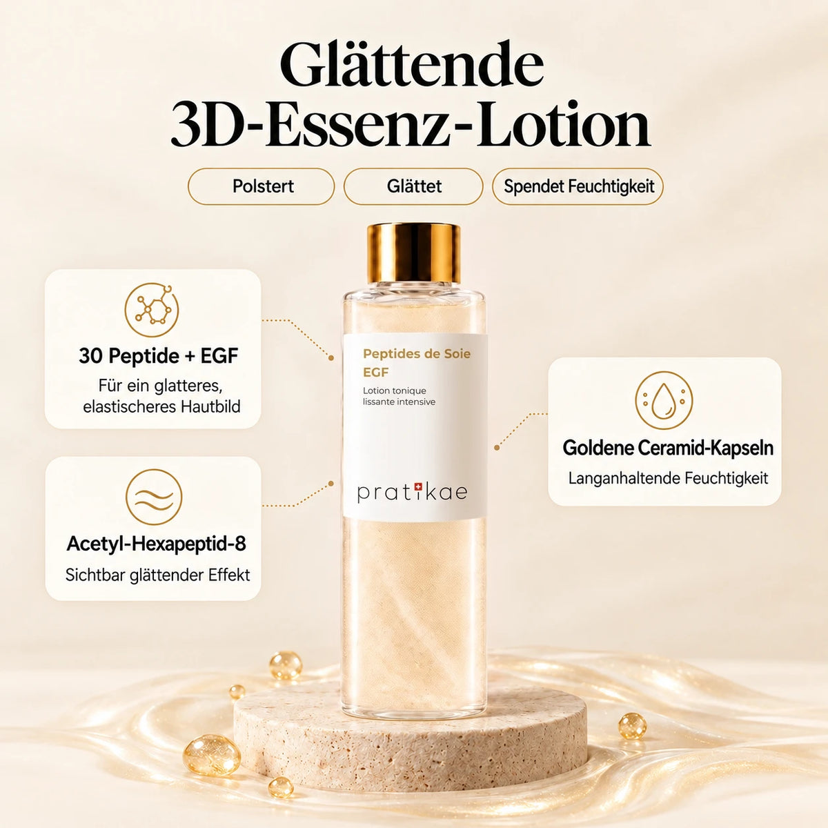 Lotion tonique coréenne aux peptides de soie & EGF - 03 DE