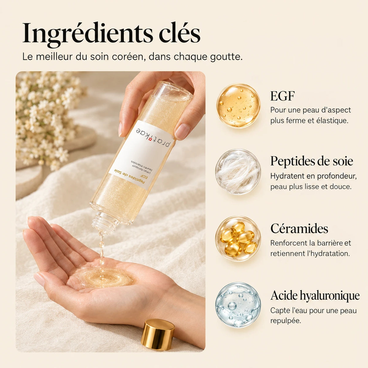 Lotion tonique coréenne aux peptides de soie & EGF - 04 FR