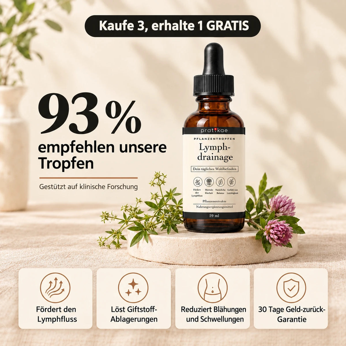 Lymphdrainage-Tropfen – Flasche und Vorteile
