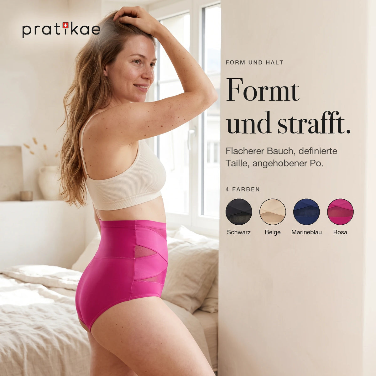 Formt und strafft – 4 Farben: Schwarz, Beige, Marineblau, Rosa