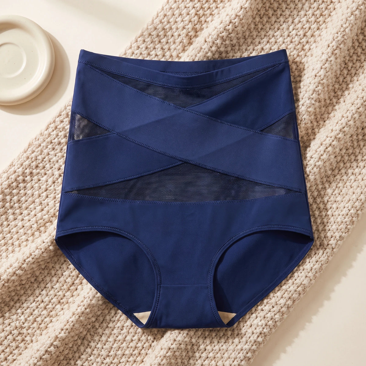 Culotte gainante bande croisée – bleu marine