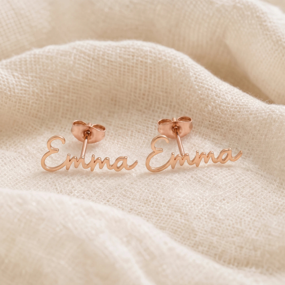 Boucles d'oreilles prénom - or rose 18K