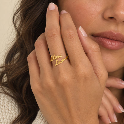 Bague prénoms or portée