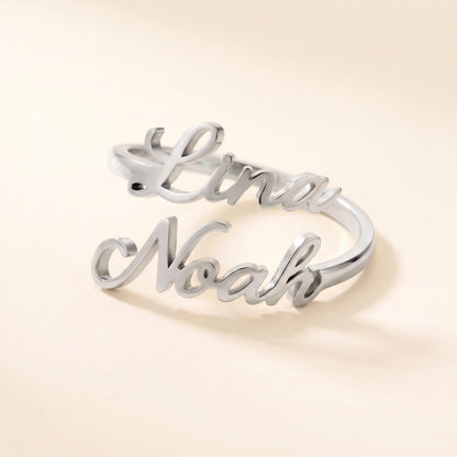 Bague prénoms argent