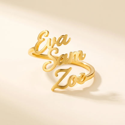Bague trois prénoms or