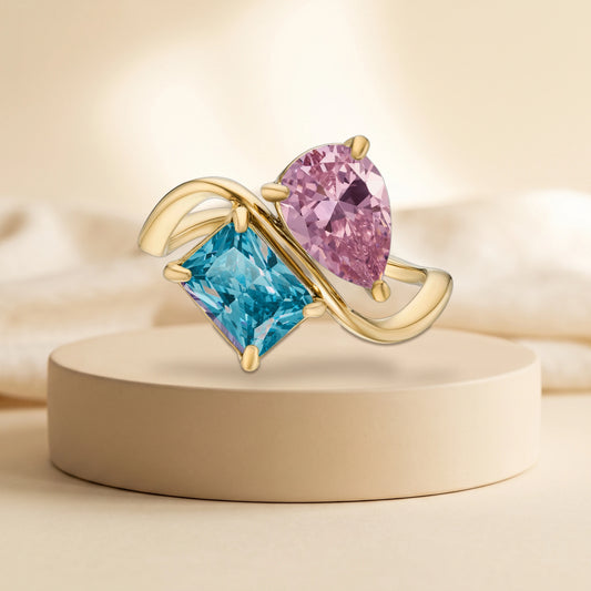 Bague pierres de naissance Solène plaquée or