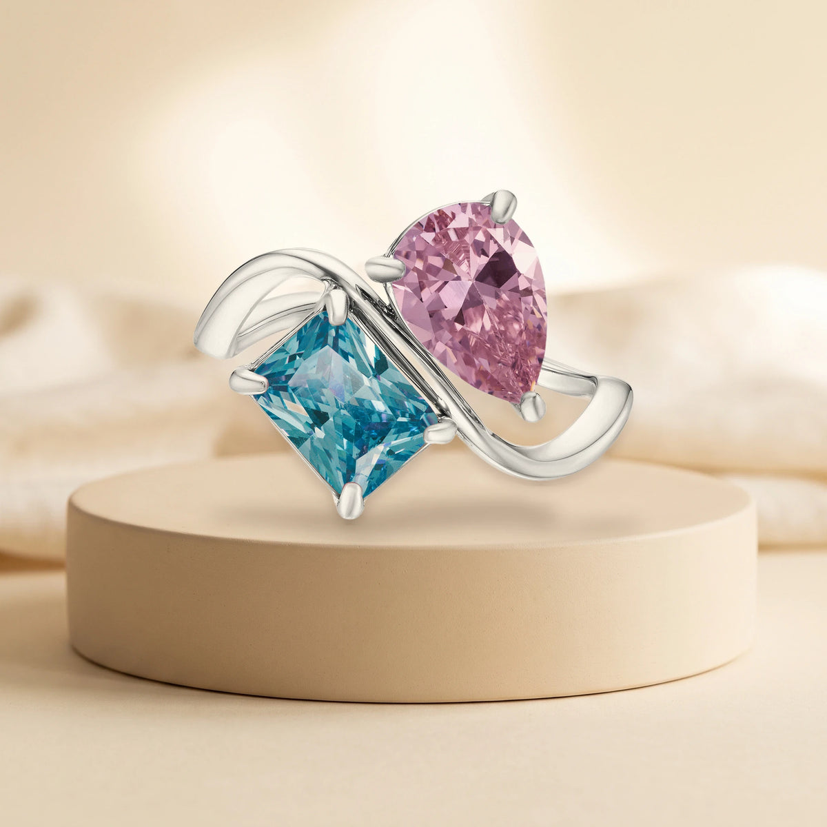 Bague pierres de naissance Solène couleur argent