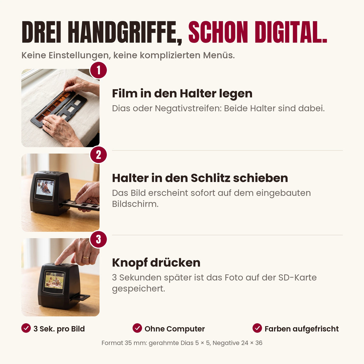 Dia- und Negativscanner mit Bildschirm