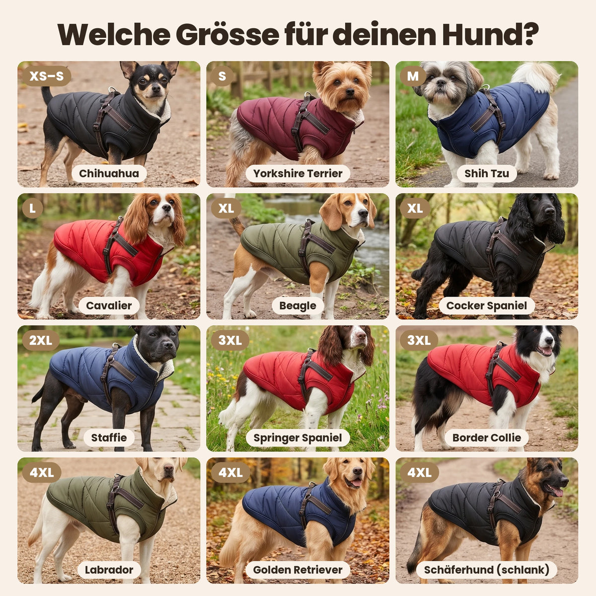 Manteau-harnais toutes saisons pour chien (DE)