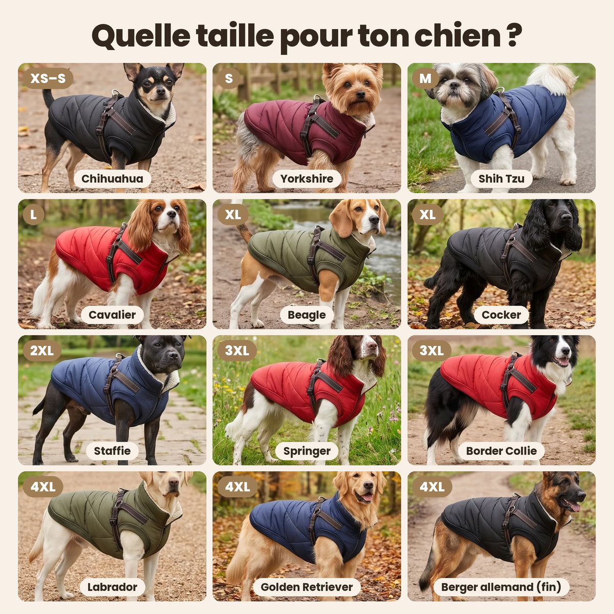 Manteau-harnais toutes saisons pour chien