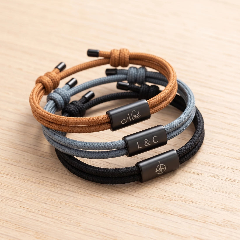 Bracelet Homme Personnalisé - cordon tressé ajustable