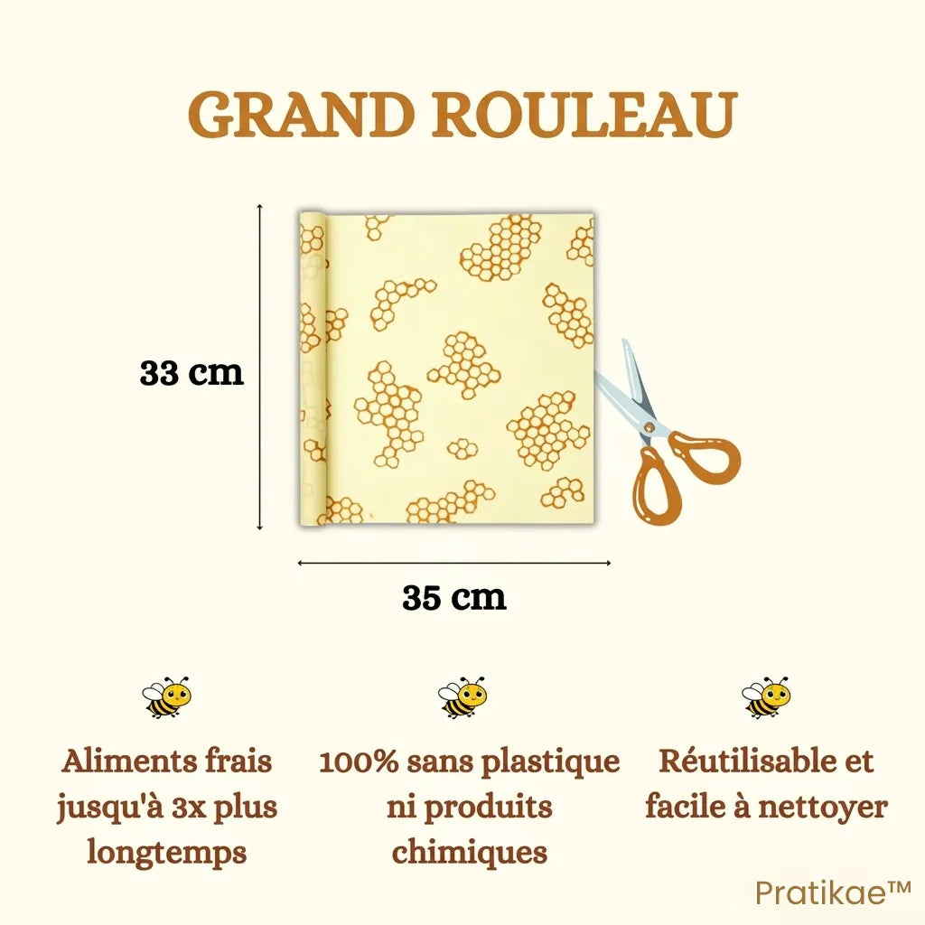 Rouleau alimentaire en Cire d'Abeille – Taille XL