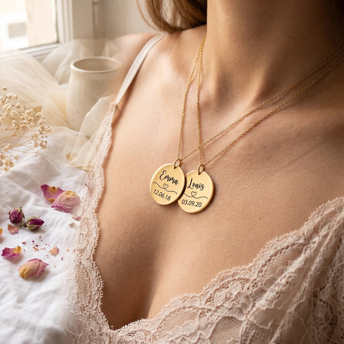 Collier avec prénom et date