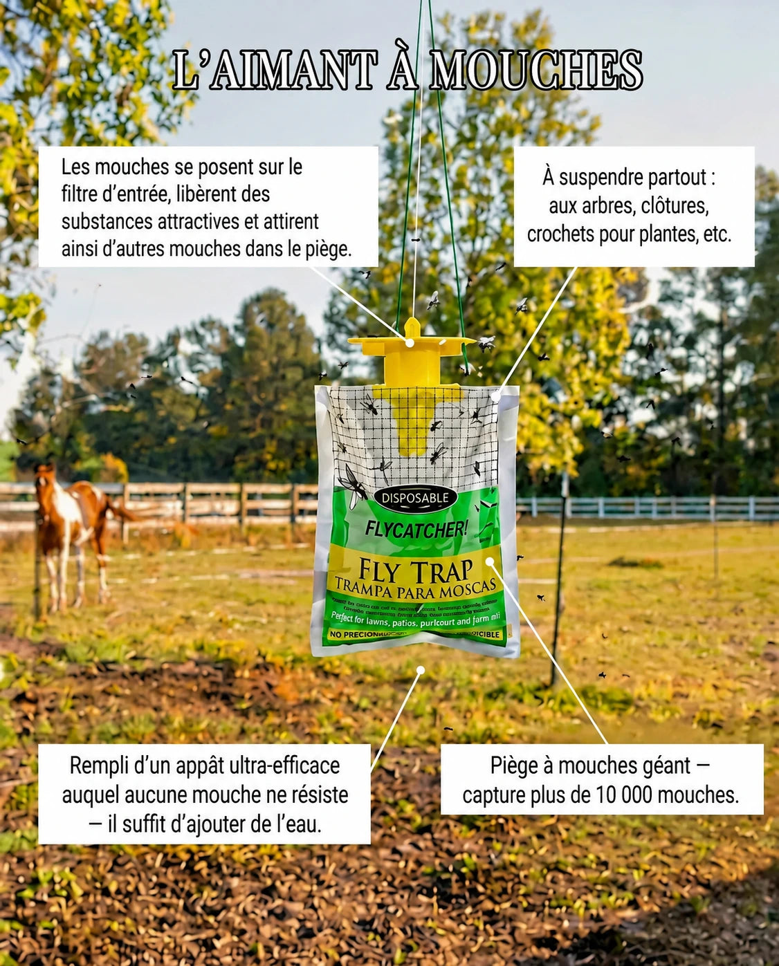BioCatch – Grand piège à mouches suspendu pour une protection efficace contre les mouches