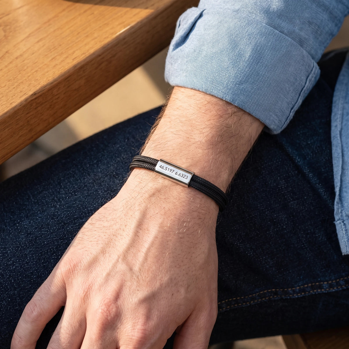 Bracelet Homme Personnalisé - cordon tressé ajustable