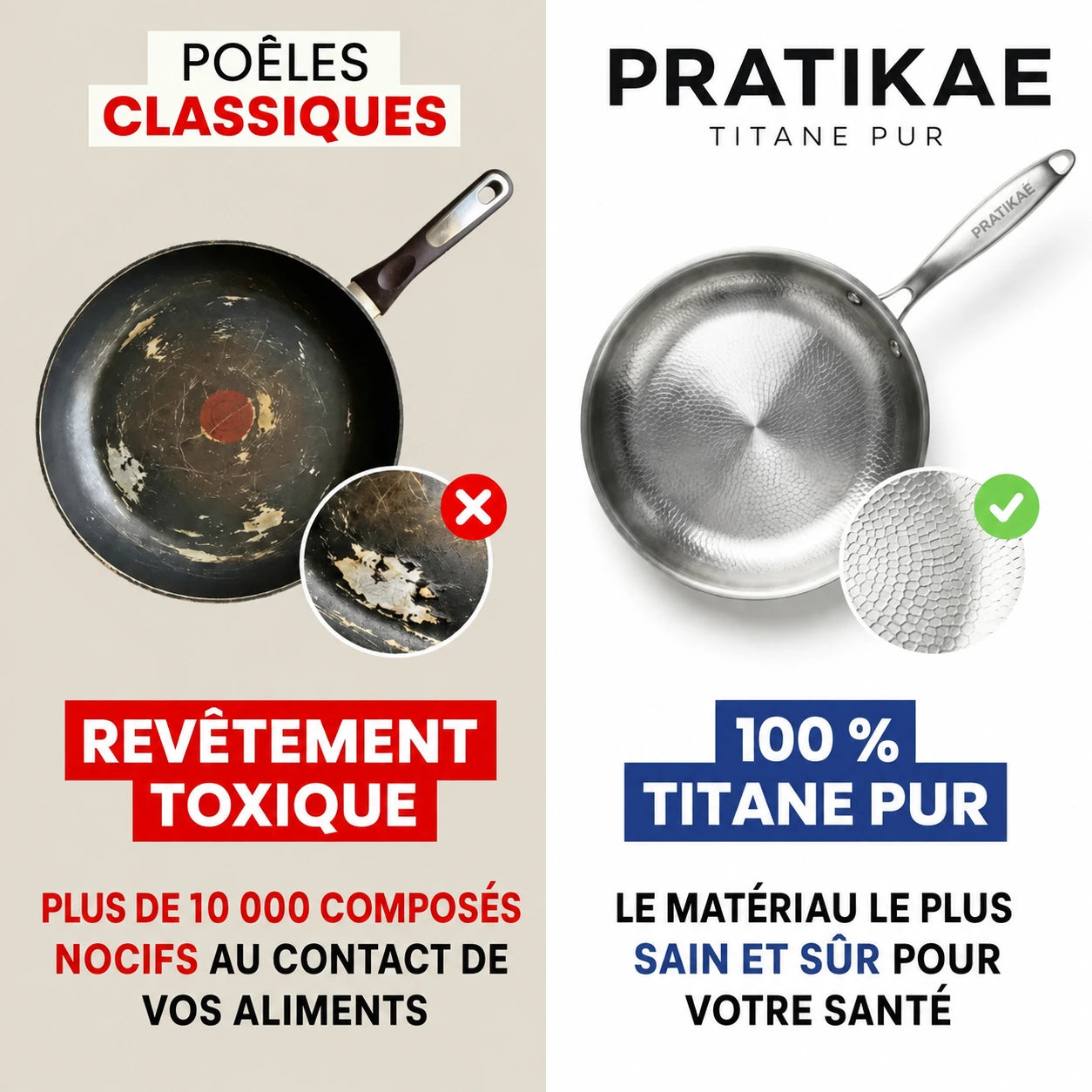 Poêle 100 % Titane Pur Pour Une Cuisine Sans Toxines