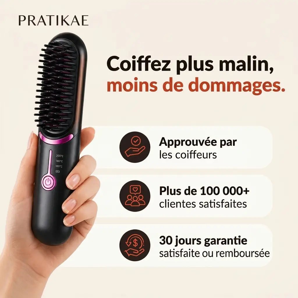 Pratikae BrushPro™ | Brosse lissante sans fil