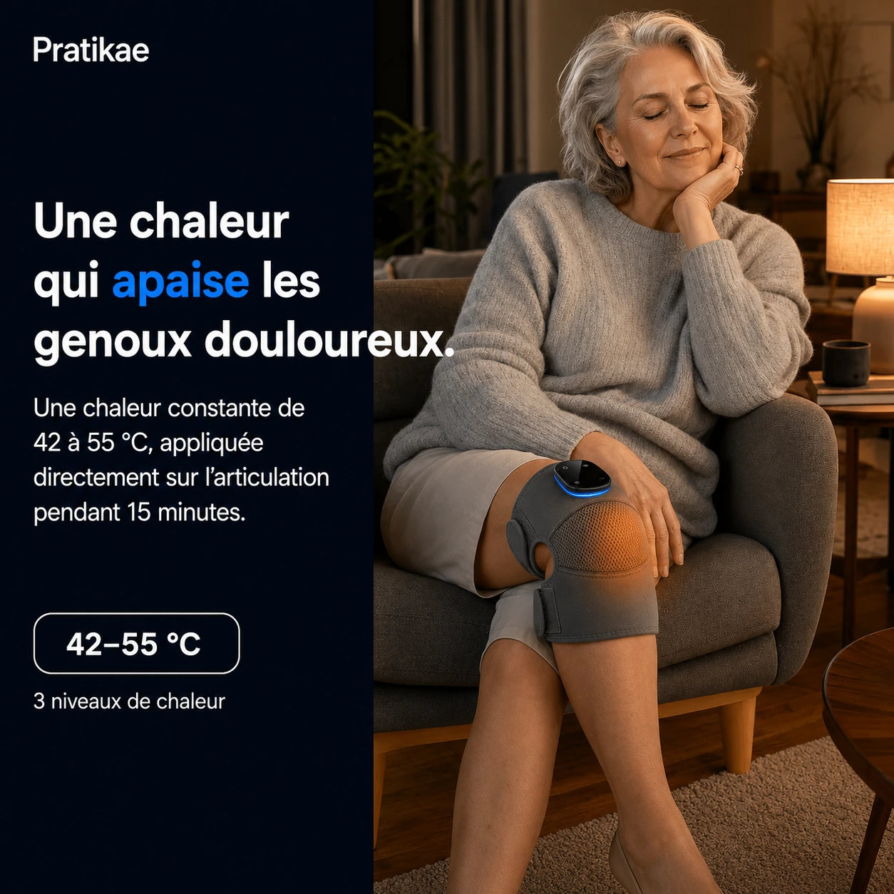 Genouflex™ Pratikae — masseur thérapeutique de genou 3-en-1