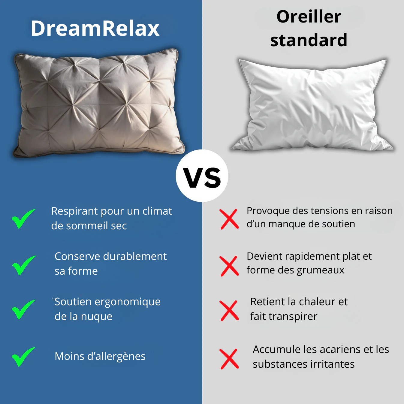 Oreiller premium hypoallergénique