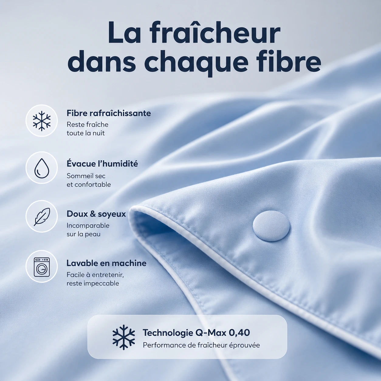 Couette Pratikae® – Couette rafraîchissante effet “glacé” pour les nuits chaudes d’été