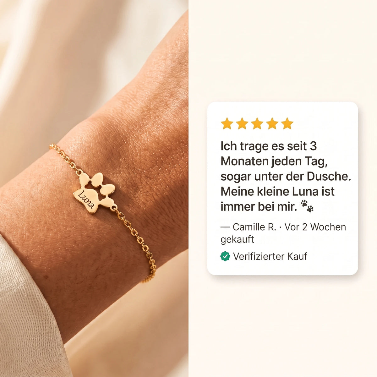 Le Bracelet Patte d'Amour - Gravé à son prénom