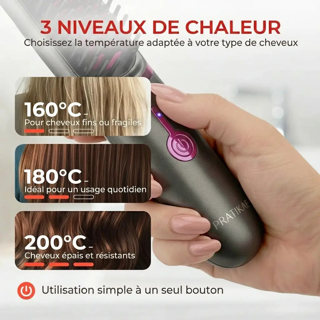 Pratikae BrushPro™ | Brosse lissante sans fil
