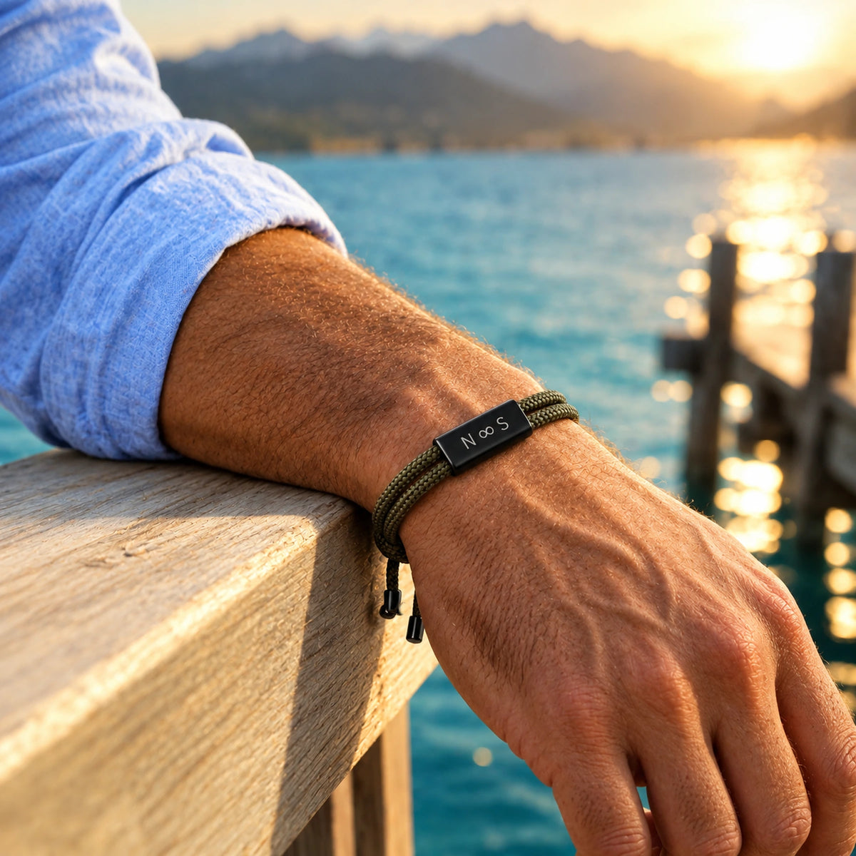 Bracelet Homme Personnalisé - cordon tressé ajustable