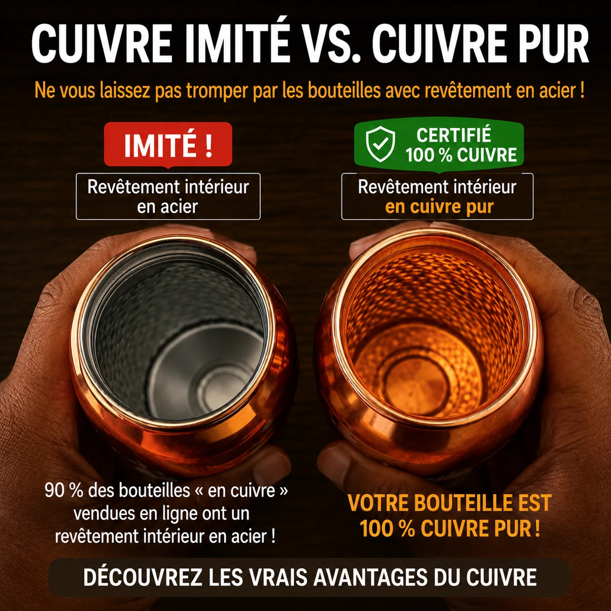 Pratikae™ · Gourde en Cuivre Pur — Buvez une Eau Plus Saine, Chaque Jour