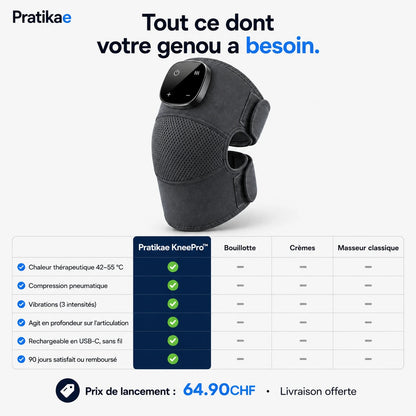 Genouflex™ Pratikae — masseur thérapeutique de genou 3-en-1