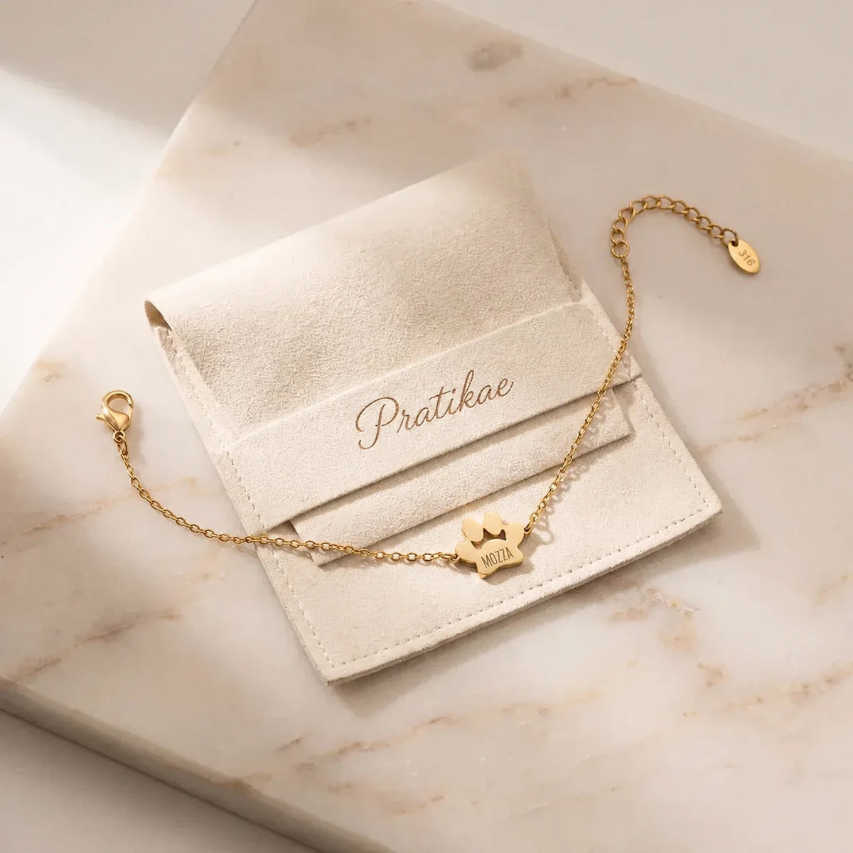Le Bracelet Patte d'Amour - Gravé à son prénom