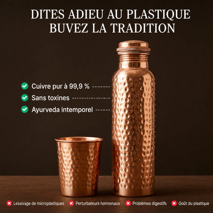Bouteilles en Cuivre Pur Certifiées Ayurveda® – Édition Martelée à la Main
