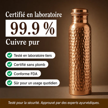 Bouteilles en Cuivre Pur Certifiées Ayurveda® – Édition Martelée à la Main