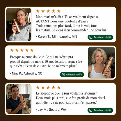 Bouteilles en Cuivre Pur Certifiées Ayurveda® – Édition Martelée à la Main