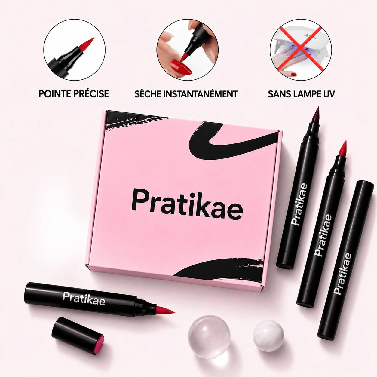 5 vernis à ongles en stylo · sans lampe UV | Pratikae
