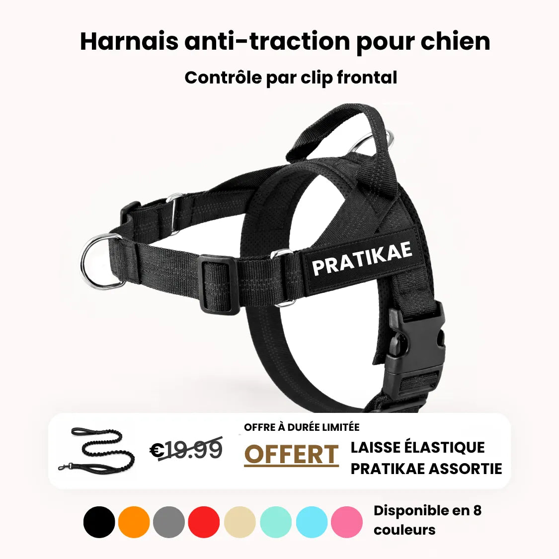 Harnais anti-traction pour chien Pratikae