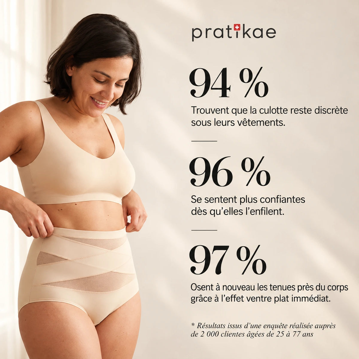 Culotte gainante post-partum à bande croisée 360°