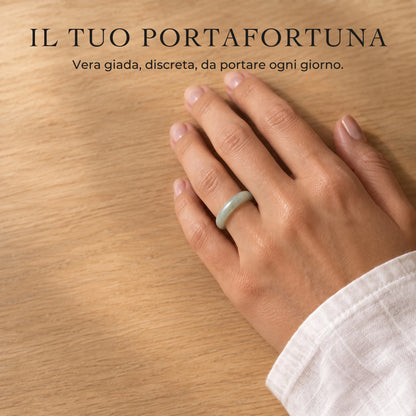 Bague fine en jade véritable - IT