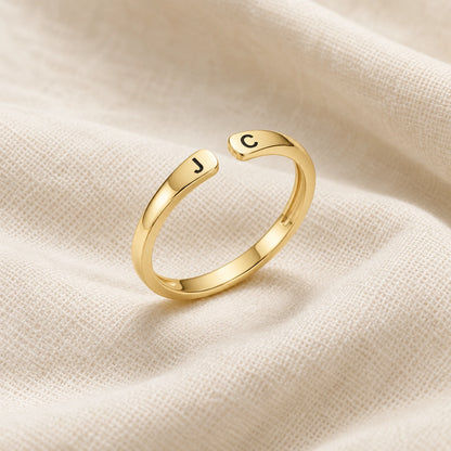 Bague à initiales personnalisée or
