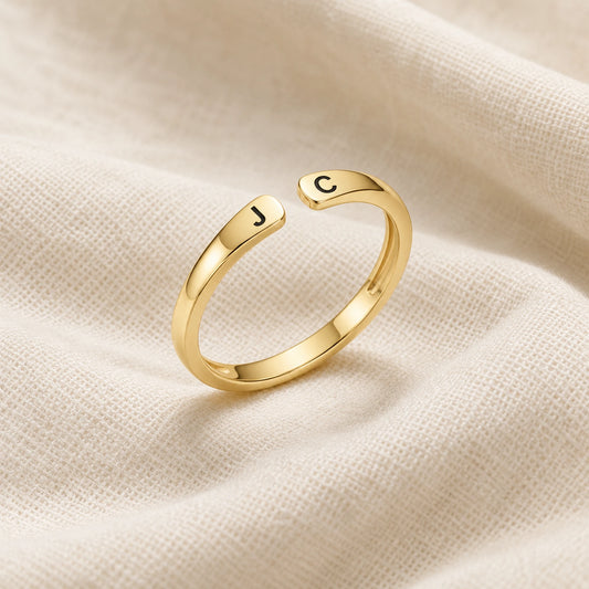 Bague à initiales personnalisée or