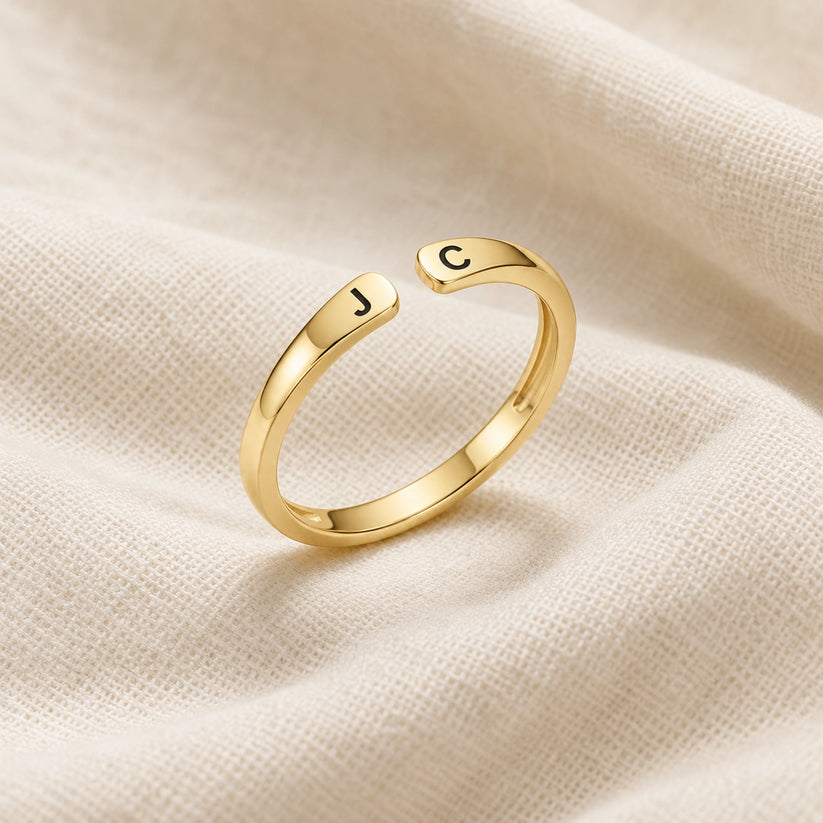 Bague à initiales personnalisée or