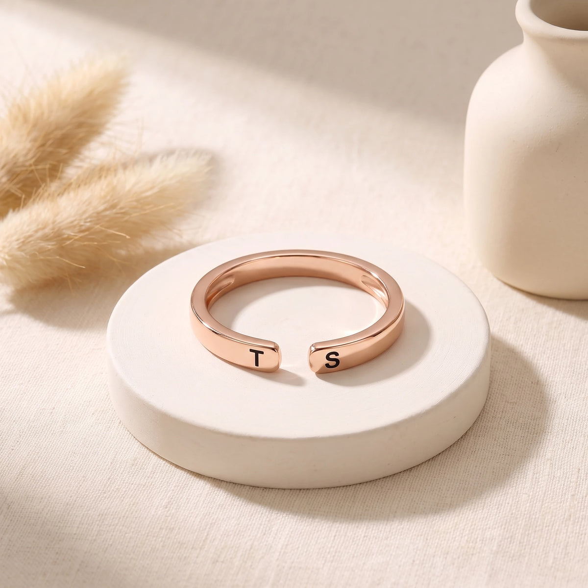 Bague à initiales or rose