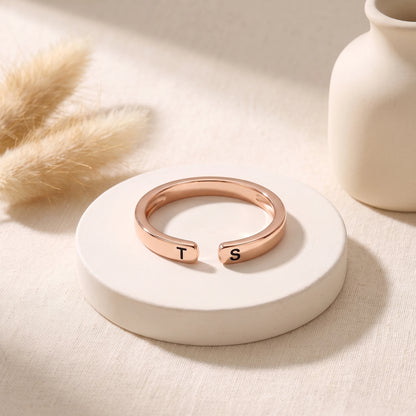 Bague à initiales or rose