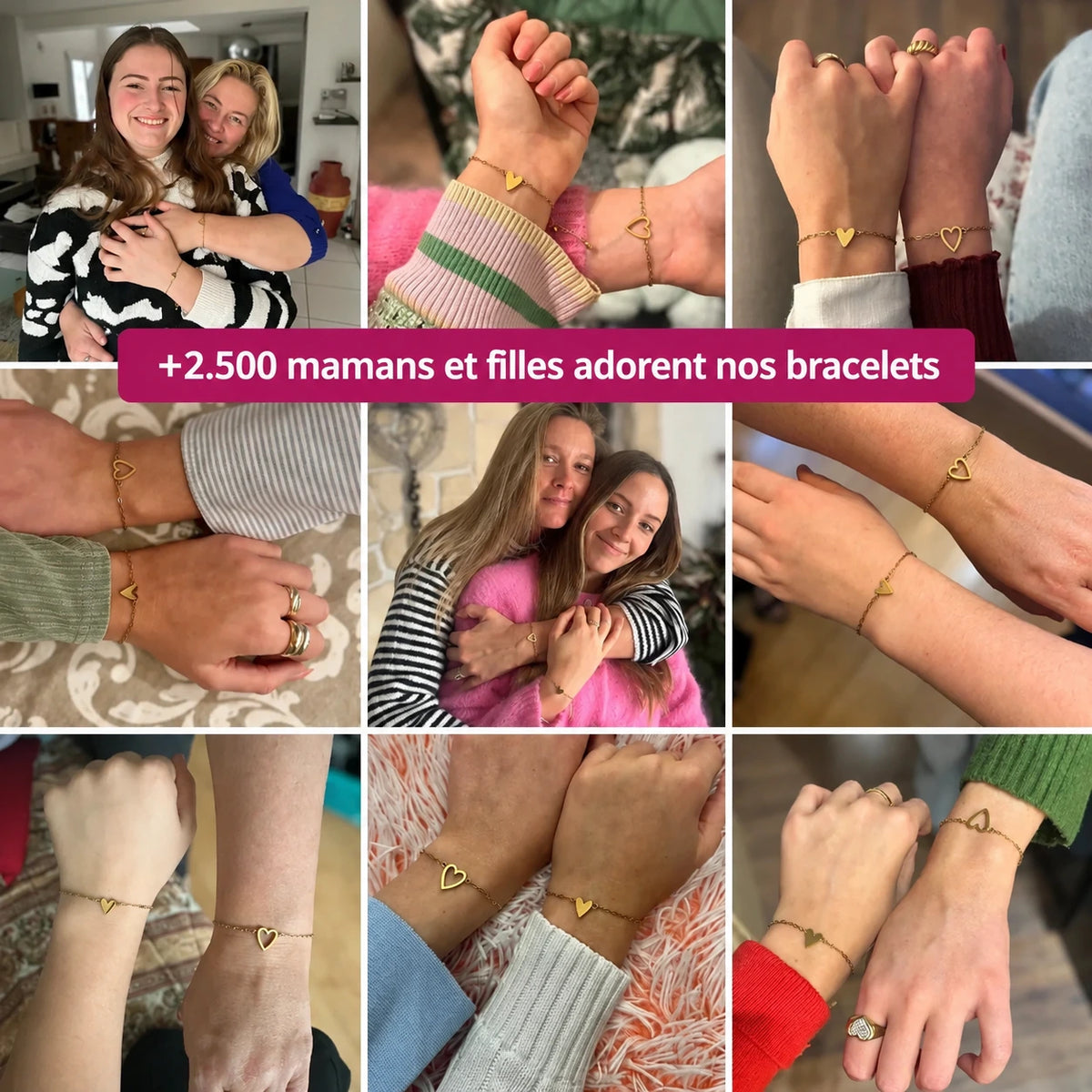 Bracelets cœur mère-fille