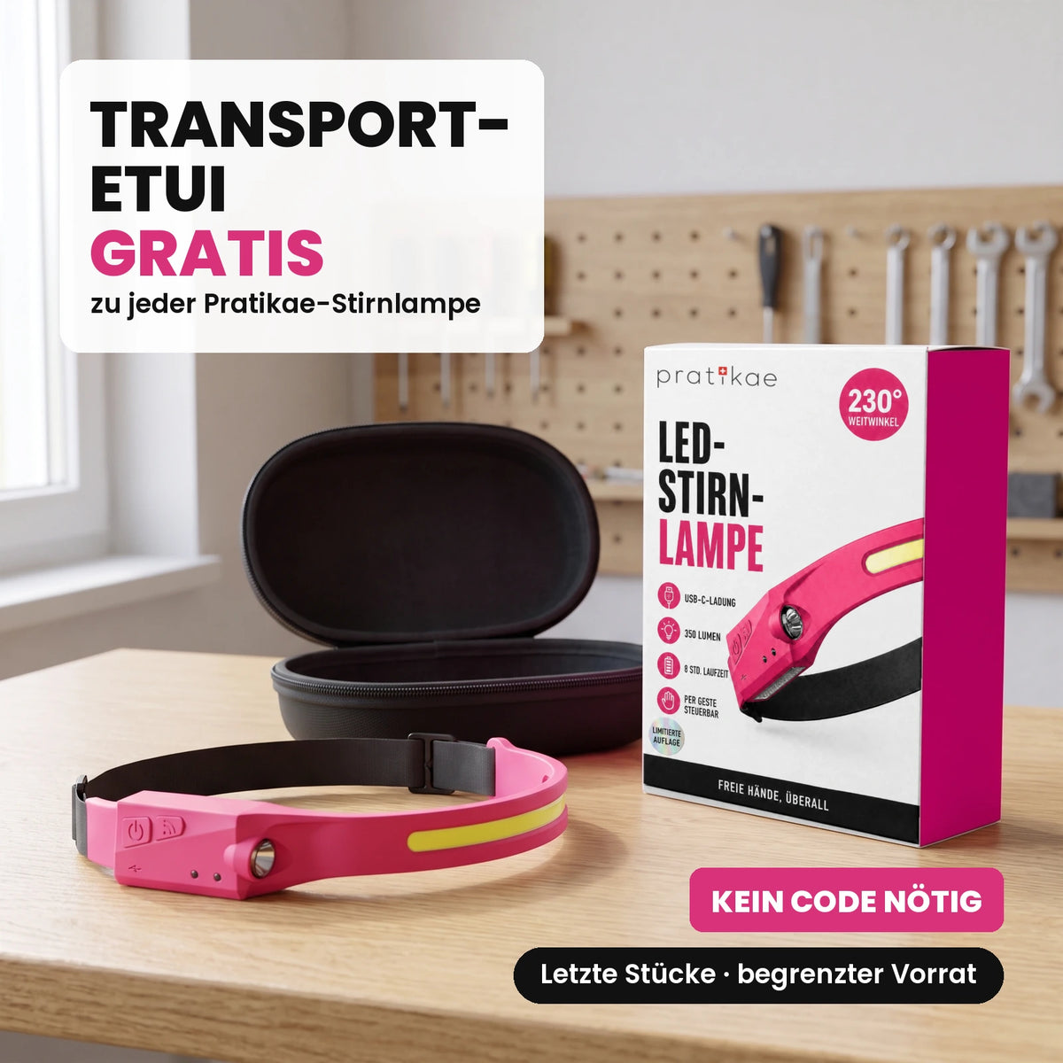 LED-Stirnlampe mit Weitwinkel