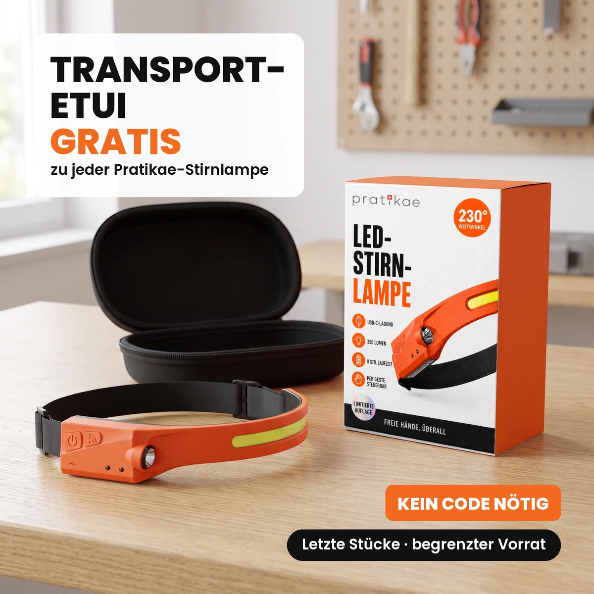 LED-Stirnlampe mit Weitwinkel