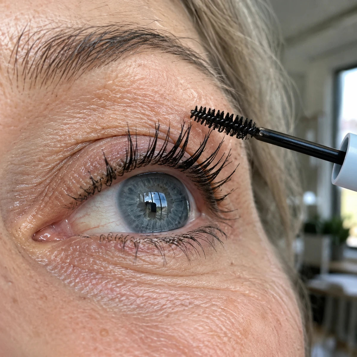 Cils maquillés en gros plan
